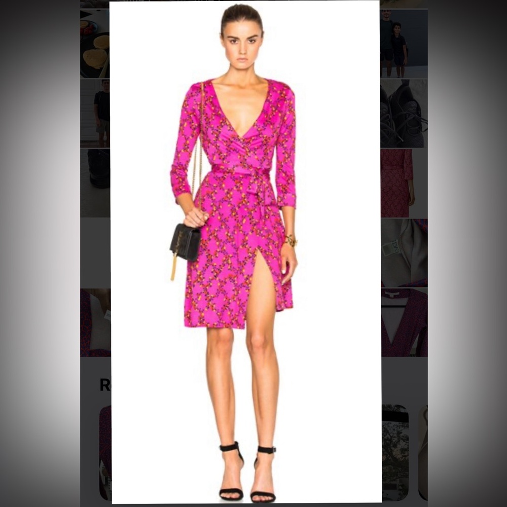 Diane Von Furstenberg New Julian Two  Wrap Dress Hot Pink